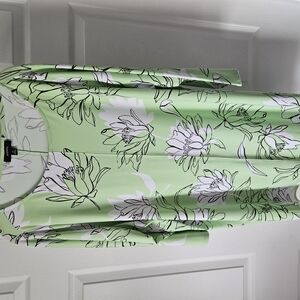 Floral Green and White Dress